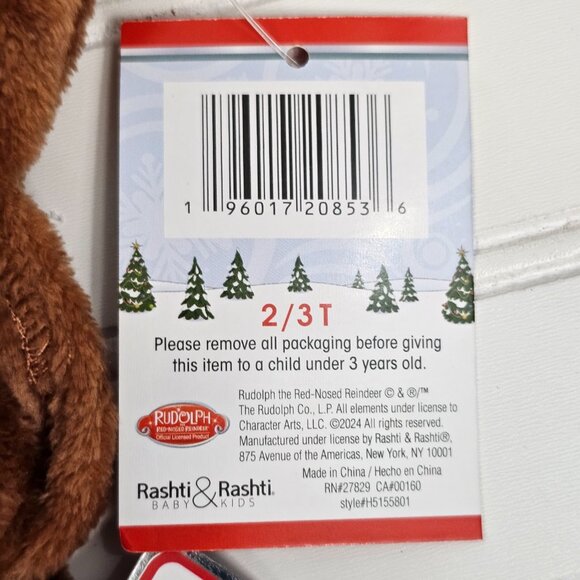 Rudolph Character Plush Hooded Robe & Slipper Set Toddler Size 2T-3T NWT - Picture 8 of 9